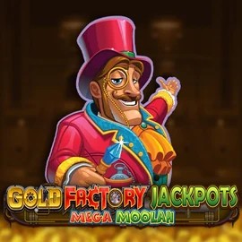Gold Factory Jackpots Mega Moolah logo by Aurum Signature Studios at Wazamba Casino